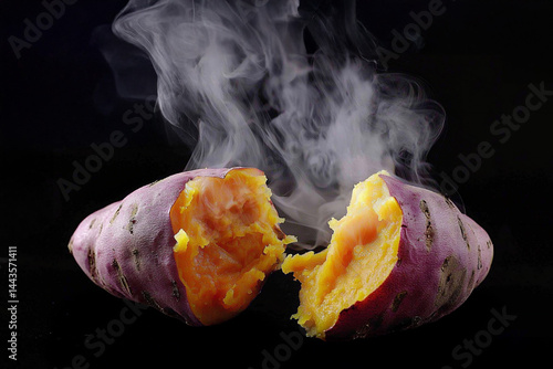 Steaming Sweet Potato Split in Half