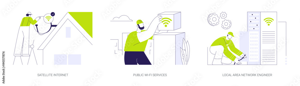 Telecommunication service abstract concept vector illustrations. Telecommunication service abstract concept vector illustrations.
