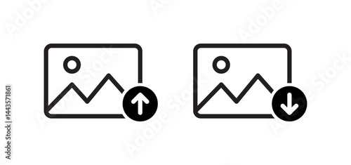 Upload and download picture or photo icon