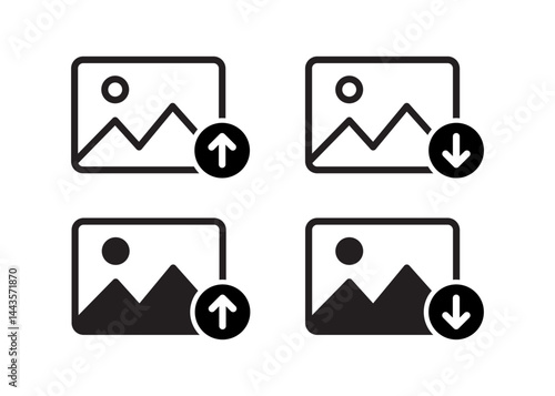 Upload and download picture or photo icon