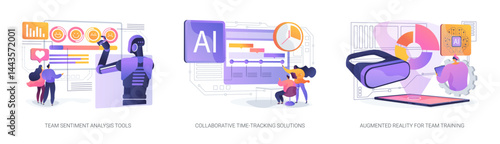 AI and Tools Enhancing Team Development abstract concept vector illustrations.