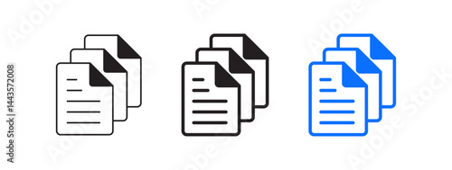 Document icon with multiple pages suitable for file management, document handling, or digital library systems
