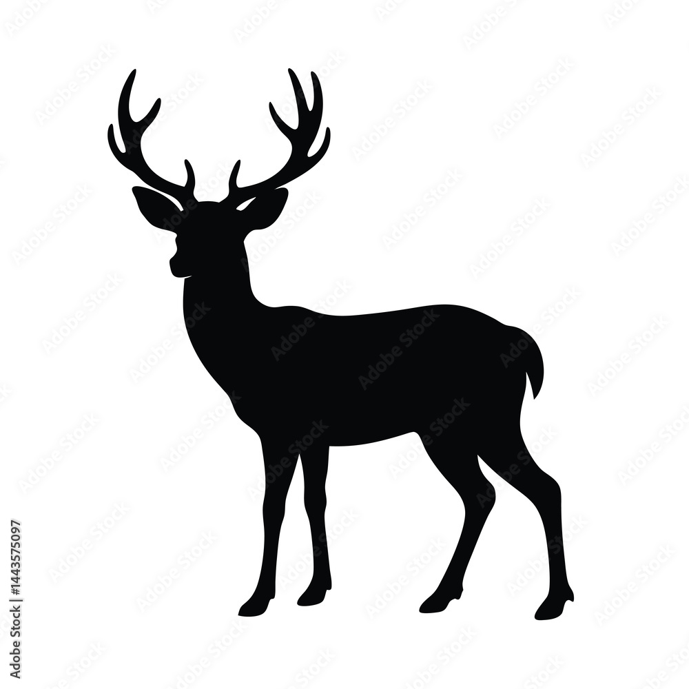 Fototapeta premium Black Silhouettes of Wild Deers 4