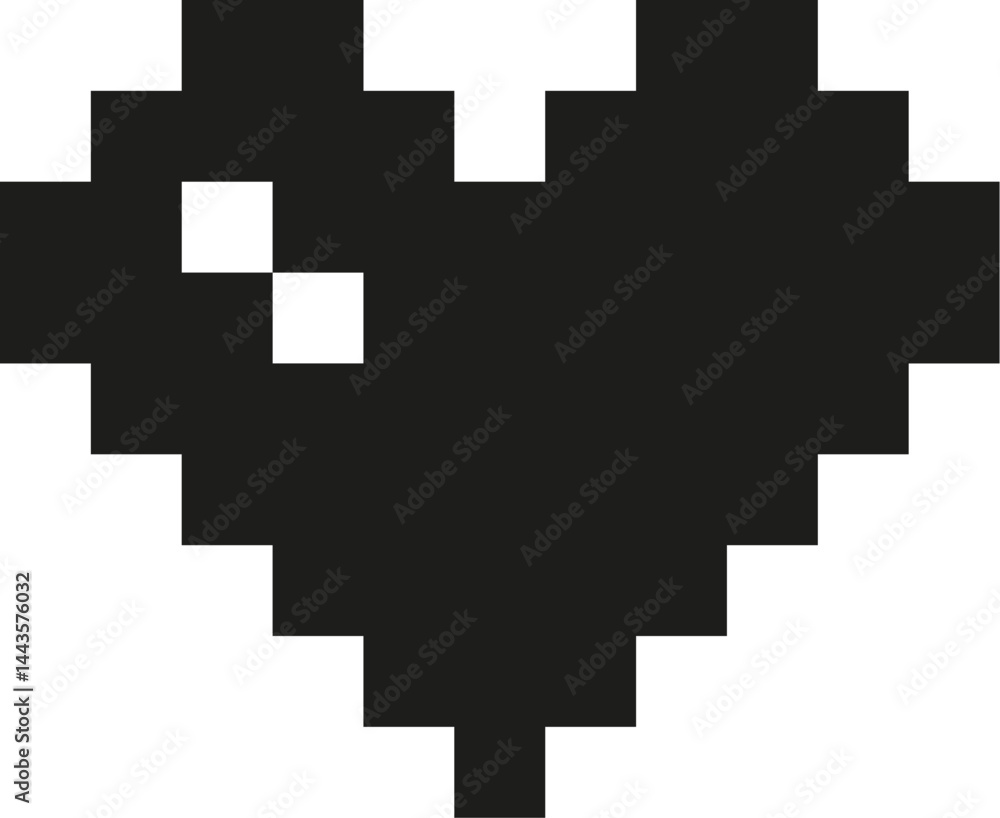 Black pixel heart icon. Vector. Black pixel heart icon. Vector.