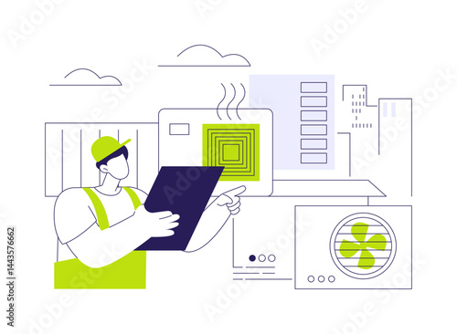 HVAC inspection abstract concept vector illustration.