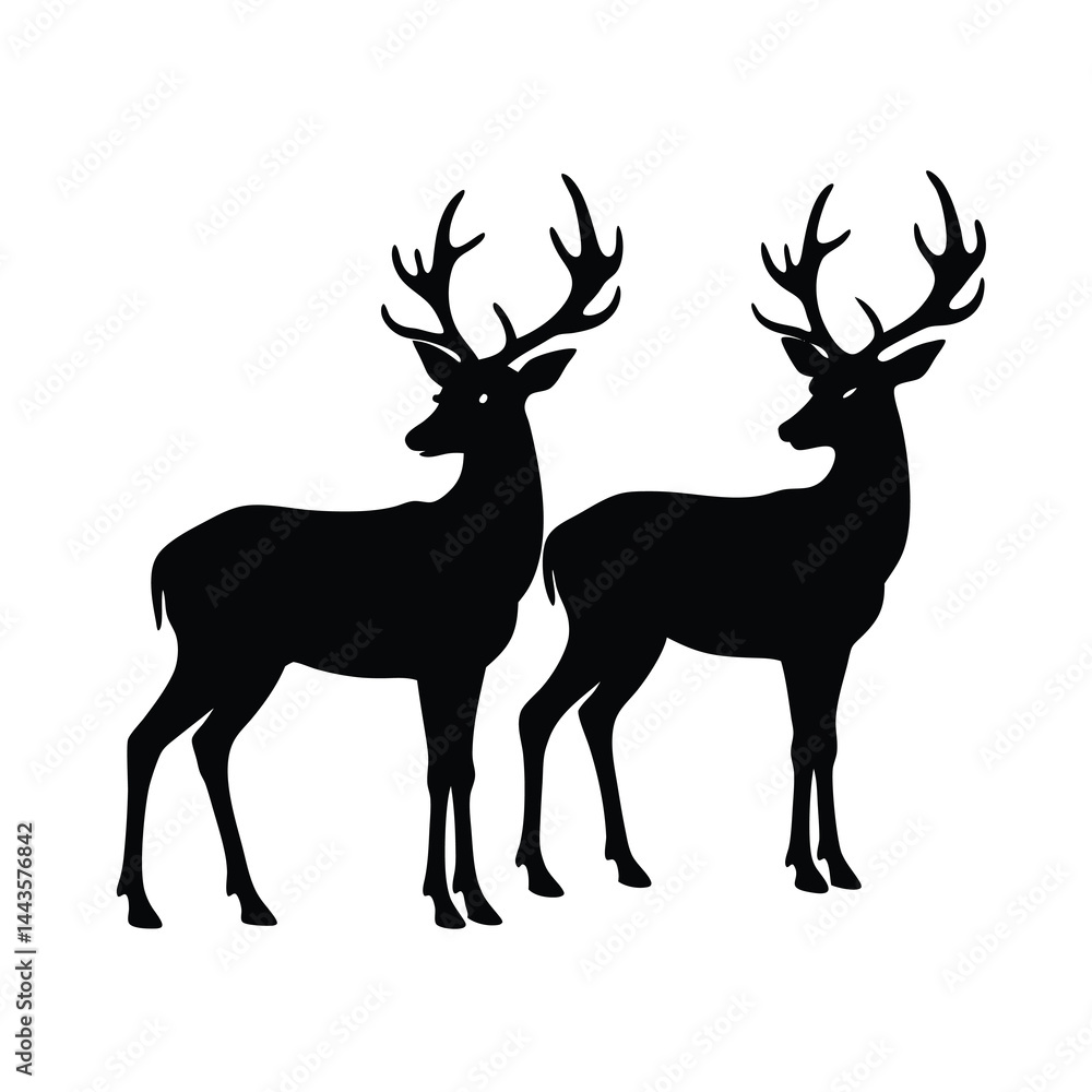 Obraz premium black wild deer silhouette vector classic and simple