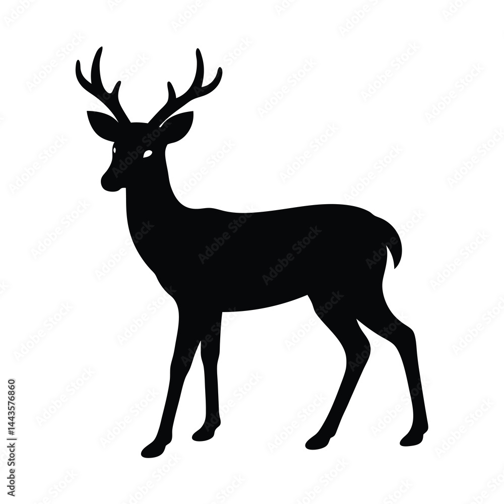 Fototapeta premium black wild deer silhouettes vector sleek and minimal