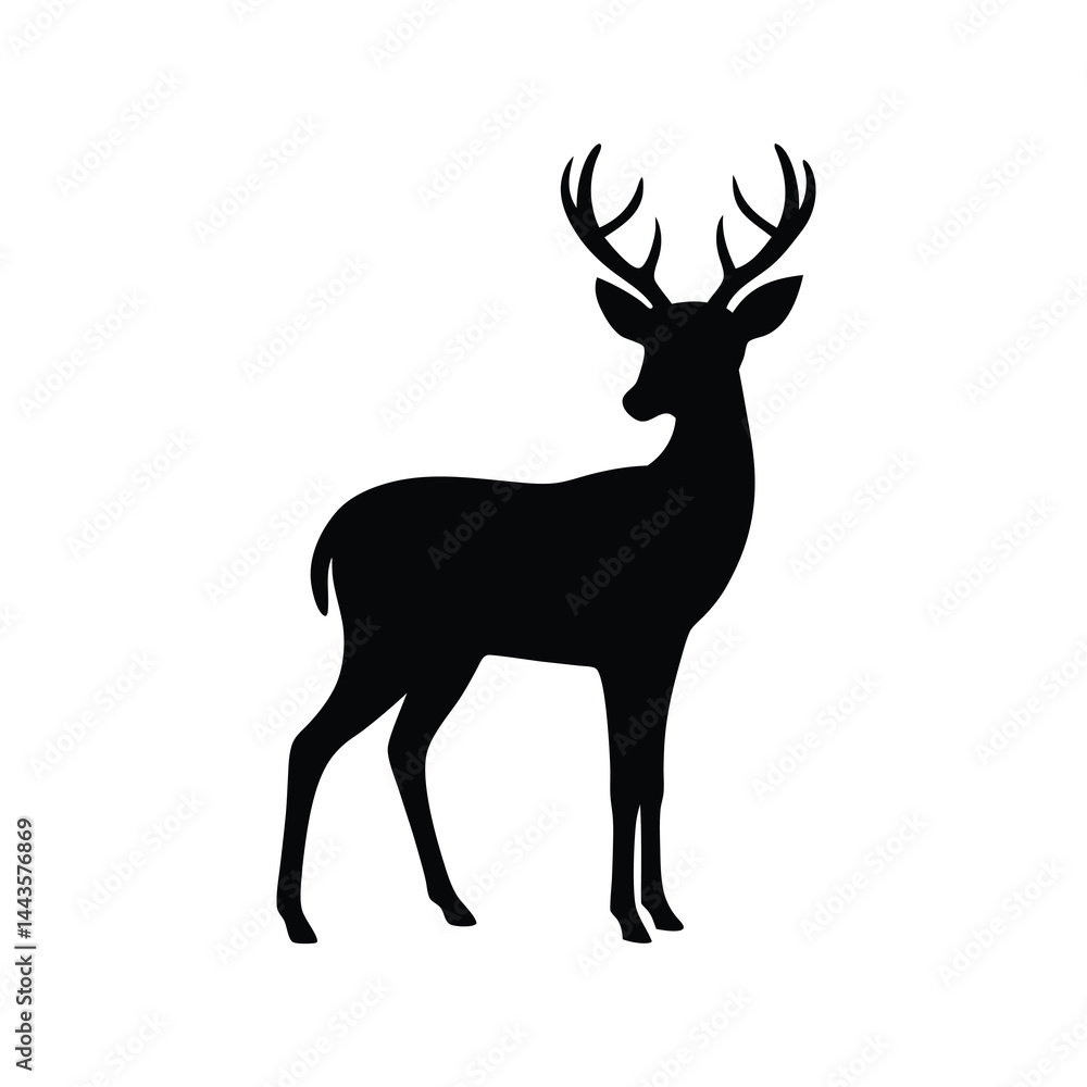 Obraz premium black silhouettes of wild deers