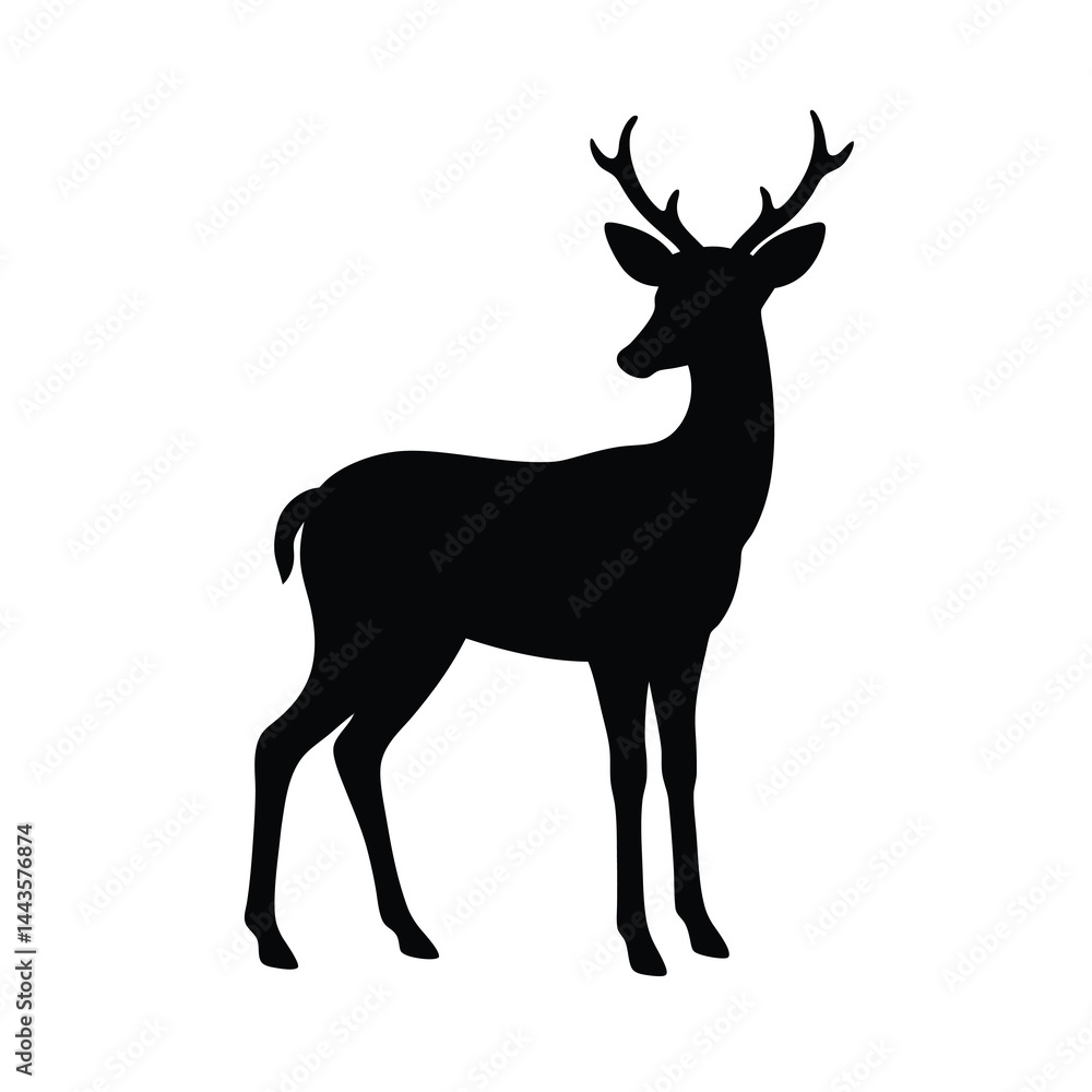 Fototapeta premium black wild deer silhouette vector classic and simple