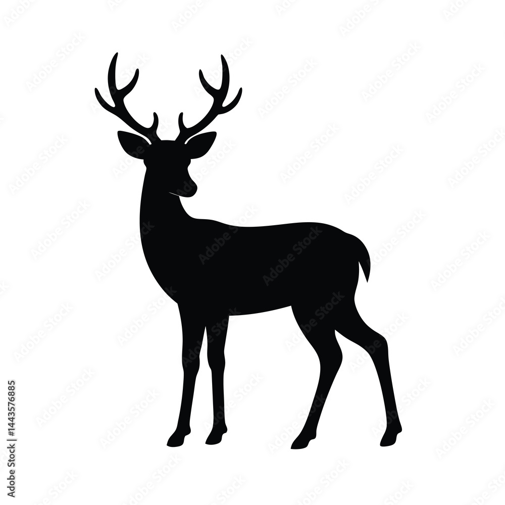 Obraz premium black wild deer silhouette vector classic and simple