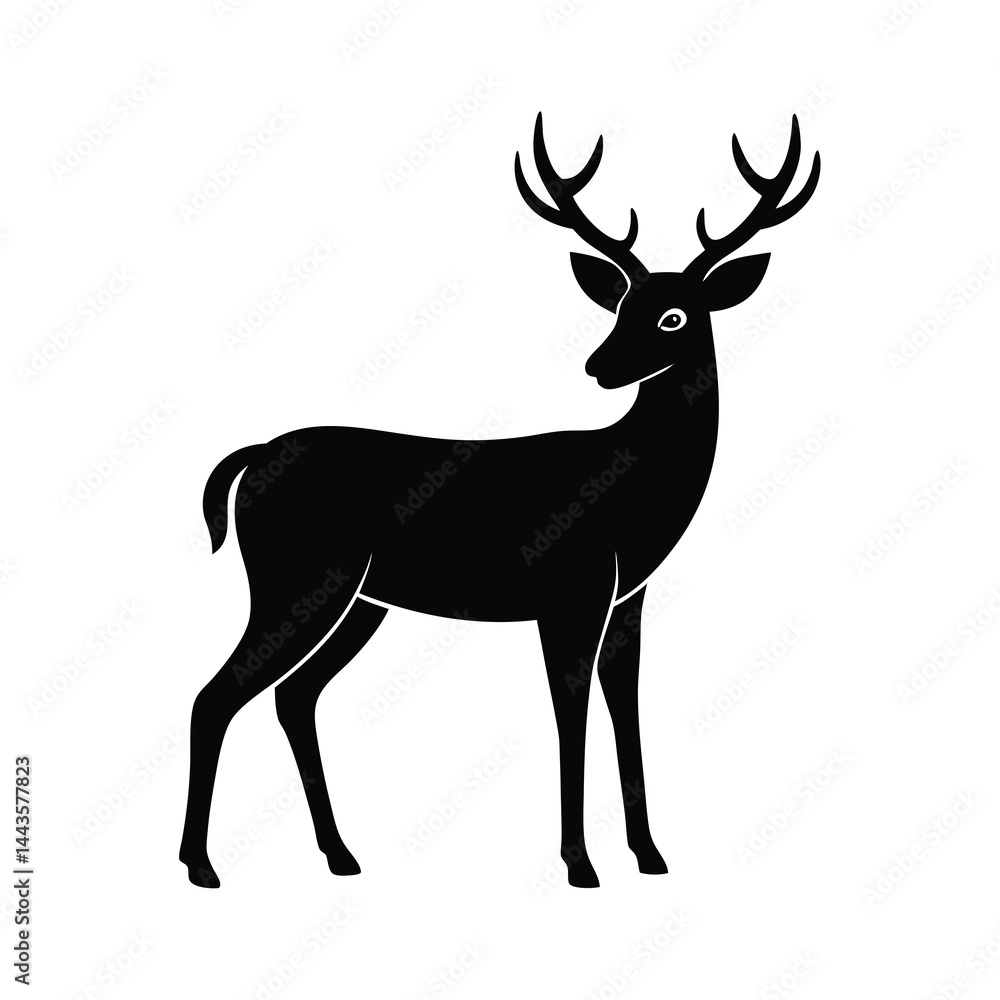 Fototapeta premium Single Deer Silhouette Vector Modern and Minimal