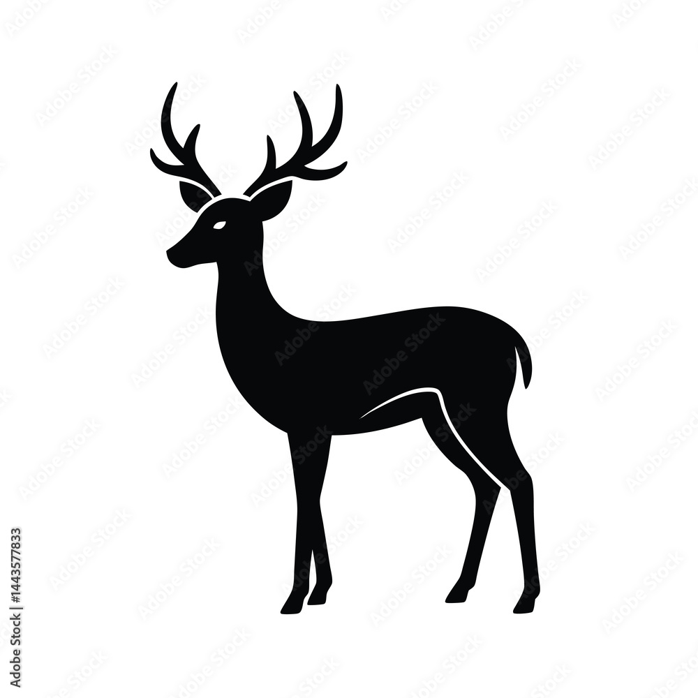 Obraz premium Single Deer Silhouette Vector Sleek and Minimalist
