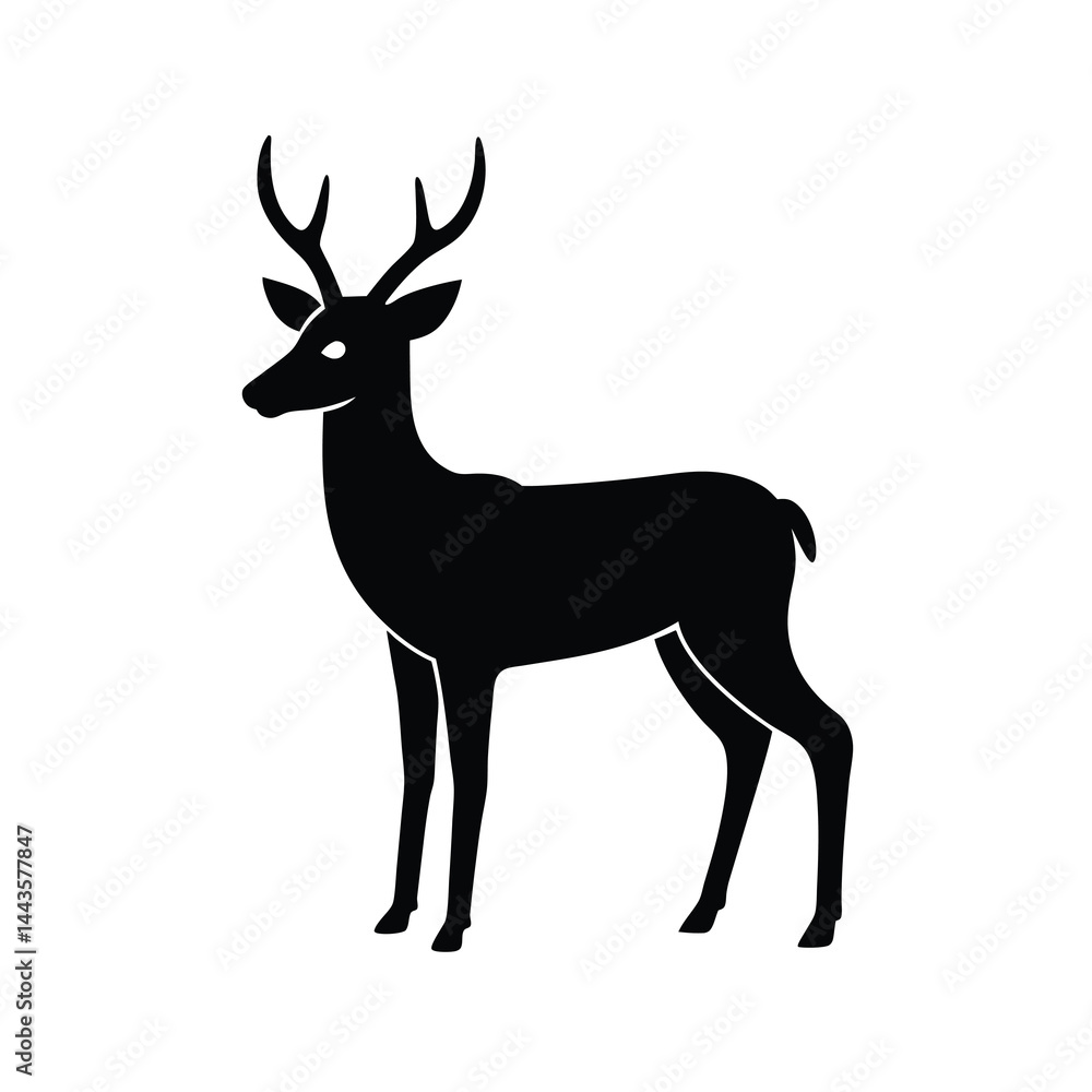 Obraz premium Single Deer Silhouette Vector Modern and Minimal