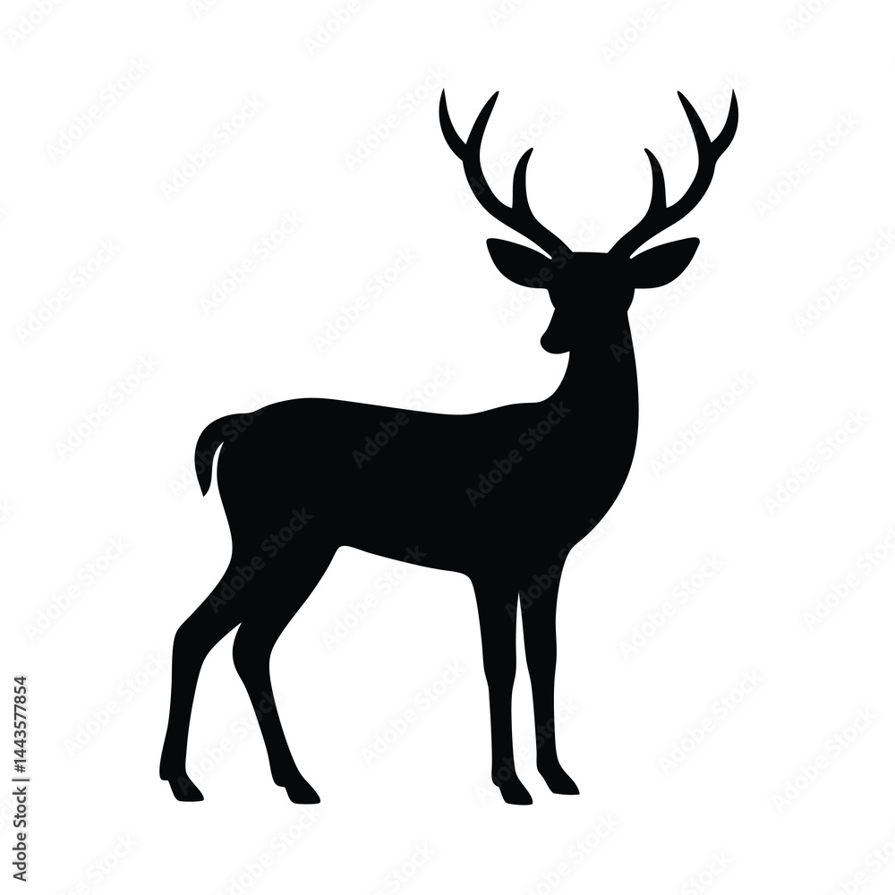 Obraz premium Single Deer Silhouette Vector Sleek and Minimalist