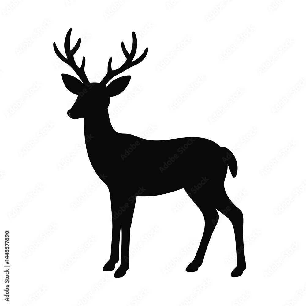 Fototapeta premium deer silhouette single vector icon simple and clean