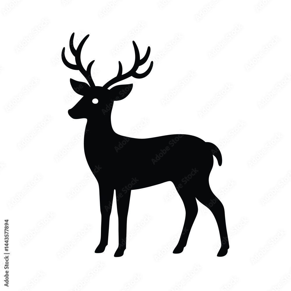 Fototapeta premium Deer Silhouette Single Vector Icon Simple and Clean