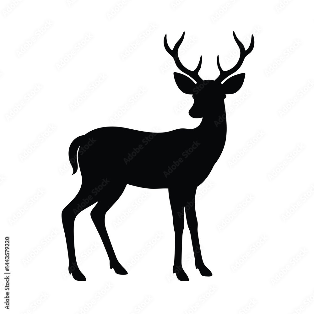 Fototapeta premium wild deer silhouette vector black clean