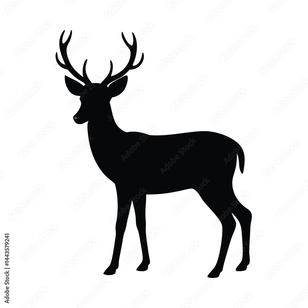 Obraz premium Single Deer Silhouette Vector Smooth and Refined