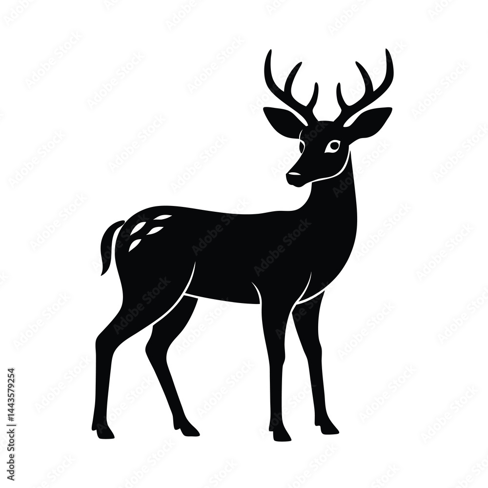 Obraz premium Stylized Black Silhouettes of Wild Deers Vector Clean