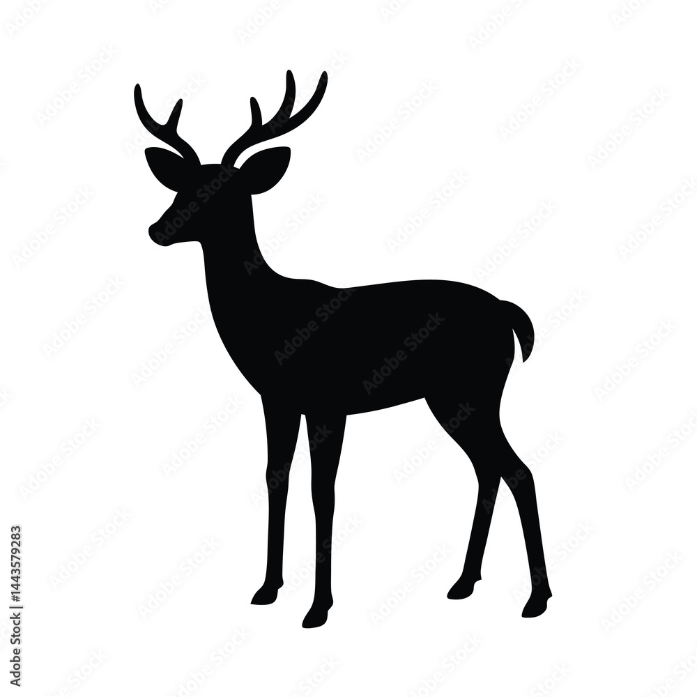 Obraz premium Vector of a Single Deer Silhouette Natural and Graceful