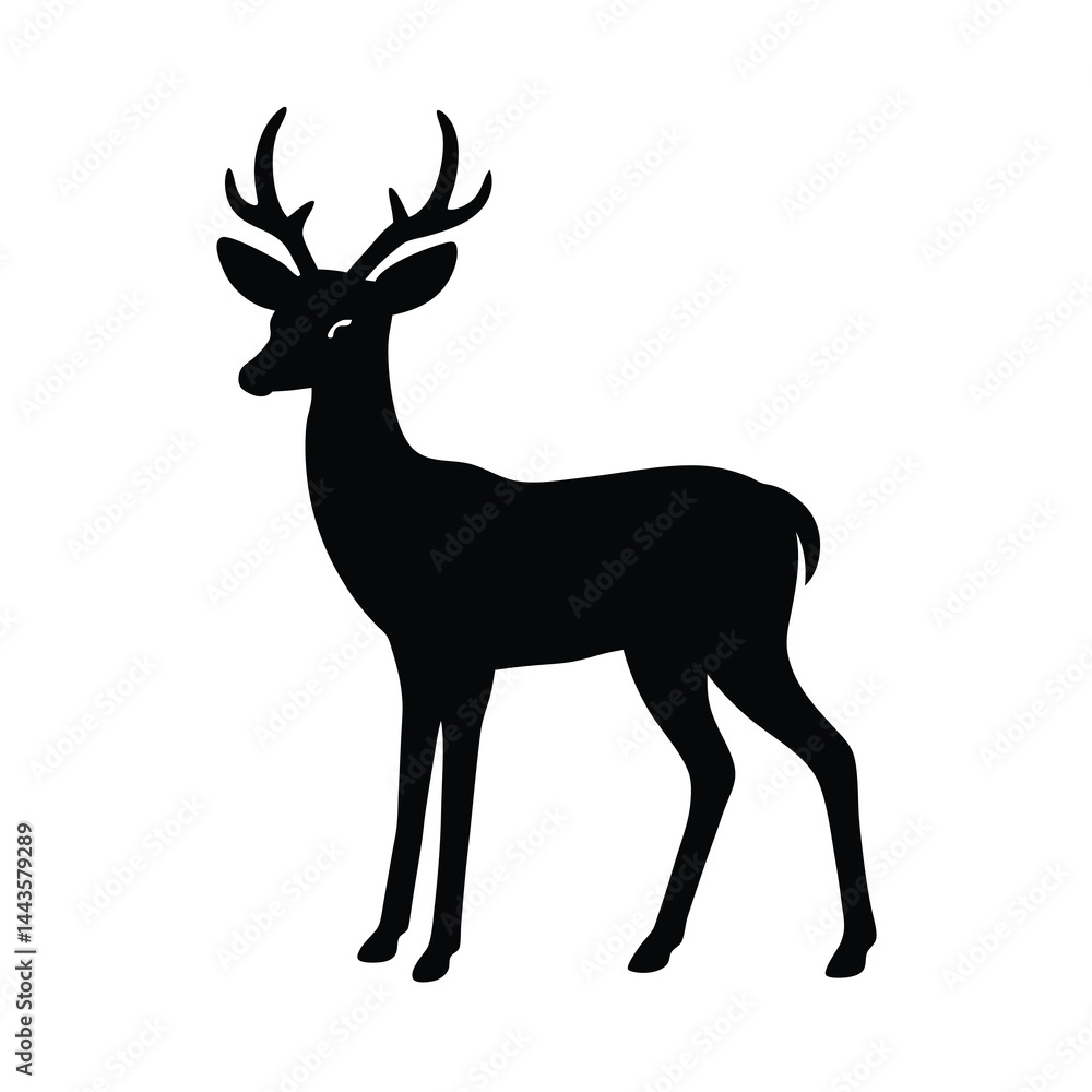 Fototapeta premium Vector of a Single Deer Silhouette Natural and Graceful