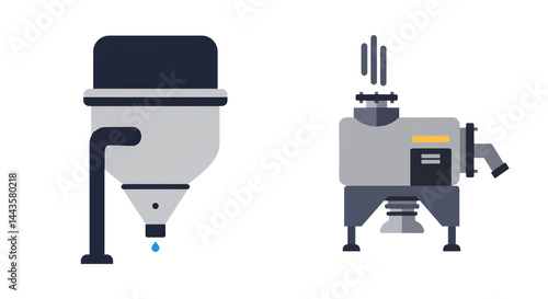 Stylized flat graphic art of minimalist separator vessels for industrial use
