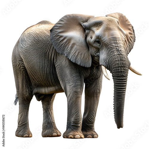 African Elephant Isolated on White.
