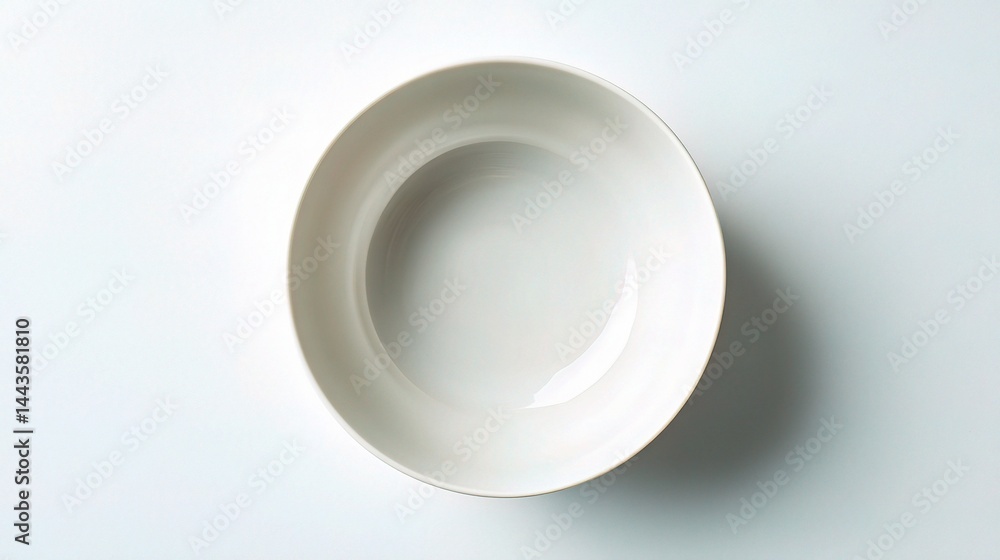Plain White Ceramic Bowl on Soft Color Background with Minimal Style Plain White Ceramic Bowl on Soft Color Background with Minimal Style