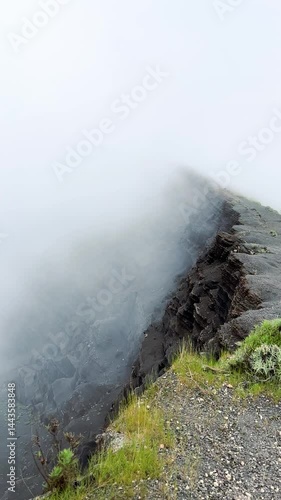 Foggy mountain road in rinjani