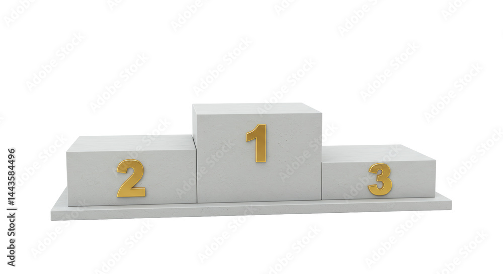 Isolated Podium with Numbers One Two Three Ranking Isolated Podium with Numbers One Two Three Ranking