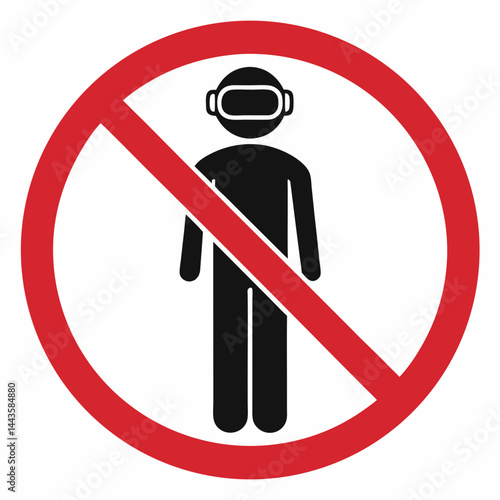 Prohibition sign indicating no virtual reality use while walking