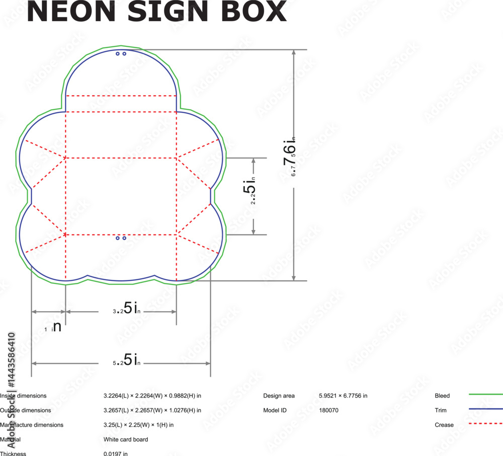 Neon Sign Box Template With Dimensions For Packaging Design Illustration Neon Sign Box Template With Dimensions For Packaging Design Illustration