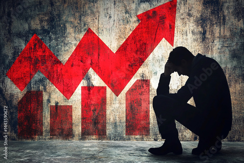 Economic chart showing rising unemployment rates in the USA, illustrating market decline and signs of a potential recession. Ideal for news, financial analysis, or reports related to the U.S