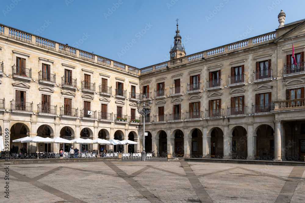 Fototapeta premium Vitoria, Spain - September 1, 2024. New Square and city hall. Vitoria-Gasteiz, Spain