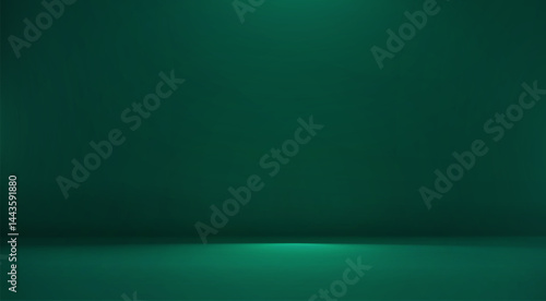 Dark green studio room. Limbo abstract background. 3d backdrop for product presentation. Minimal wall scene. Showcase, promotion display. Vector stage mockup illustration