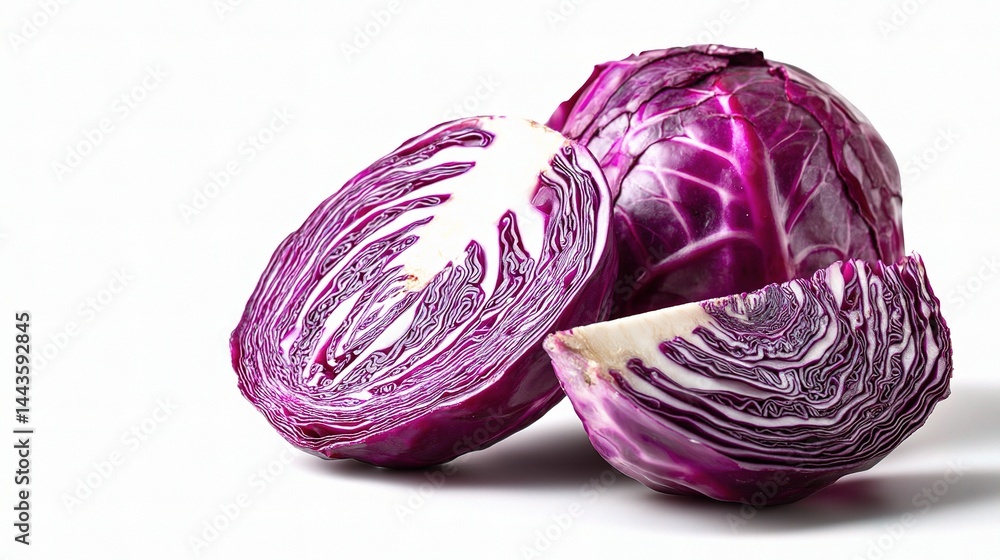Freshly Cut Red Cabbage with Exposed Inner Layers and Texture Freshly Cut Red Cabbage with Exposed Inner Layers and Texture