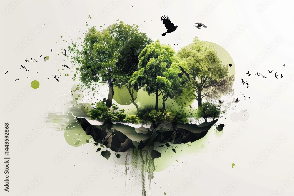 Natures Heart Lush Green Trees, Abstract Art, and the Beauty of Our Surroundings