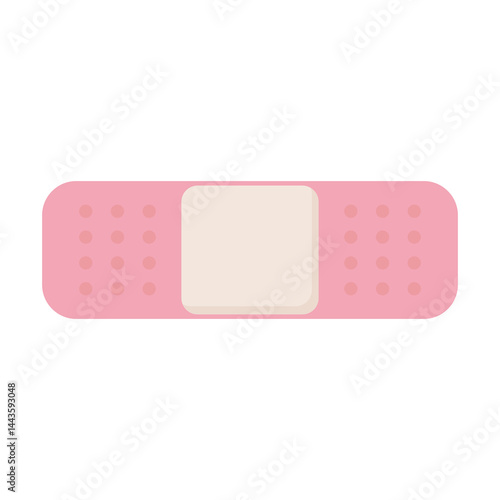 Pink medical plaster in flat design. Adhesive sticker for wound bandage. Vector illustration isolated.