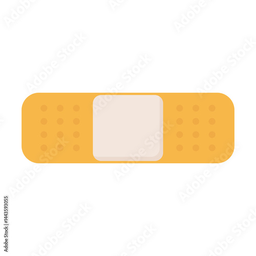 Orange medical plaster in flat design. Adhesive patch for injury aid help. Vector illustration isolated.