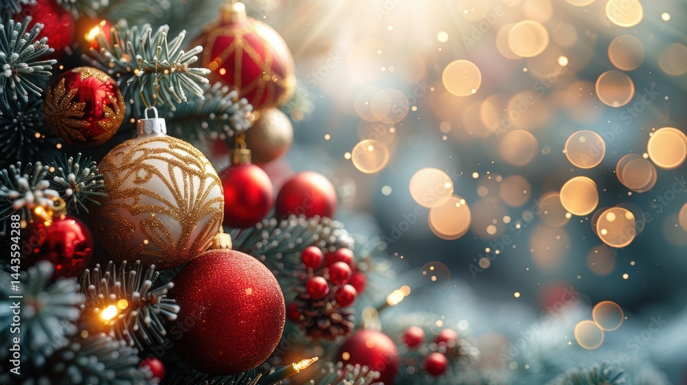 Adorn your home with festive Christmas tree decorations featuring bright, sparkling ornaments