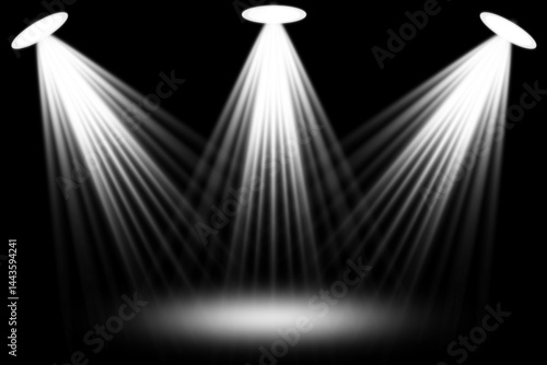 White studio spotlight . Stage with smoke on the floor. 
