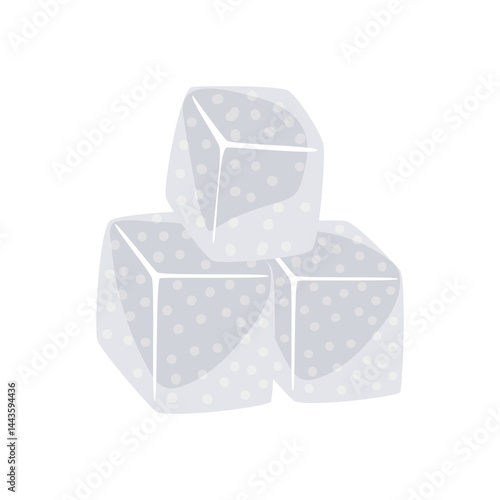 White sugar cubes in flat design. Pile of sweet crystal ingredient. Vector illustration isolated.