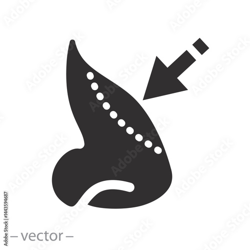 rhinoplasty, job for nose aesthetic icon, beauty nose, flat vector illustration