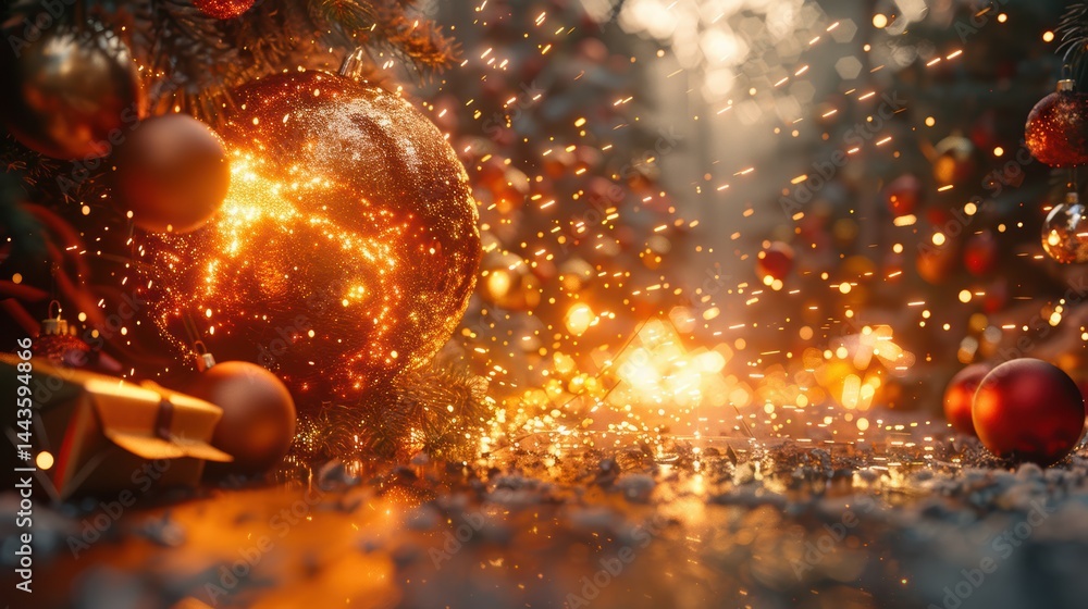 Beautiful Sparkling Christmas Ornaments Adorned with Colorful and Festive Lights Galore