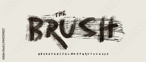 Brush painted alphabet, Handdrawn dirty ink letters with scratchy bold strokes. Chaotic expressive font for raw artistic posters, branding, creative grunge typography. Vector illustration