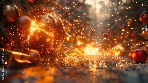Obraz na płótnie Beautiful Sparkling Christmas Ornaments Adorned with Colorful and Festive Lights Galore w salonie