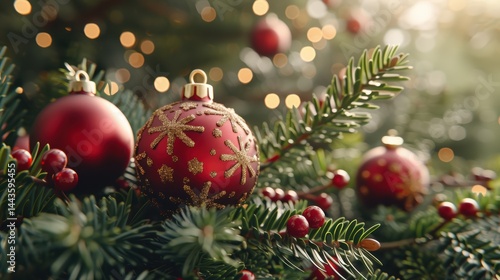 Obraz na płótnie Stunning and Beautiful Christmas Tree Ornaments and Lovely Decorations for the Festive Season w salonie