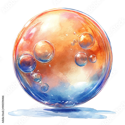 Science Experiment With Bubbles, watercolor vector, isolated on a white background.