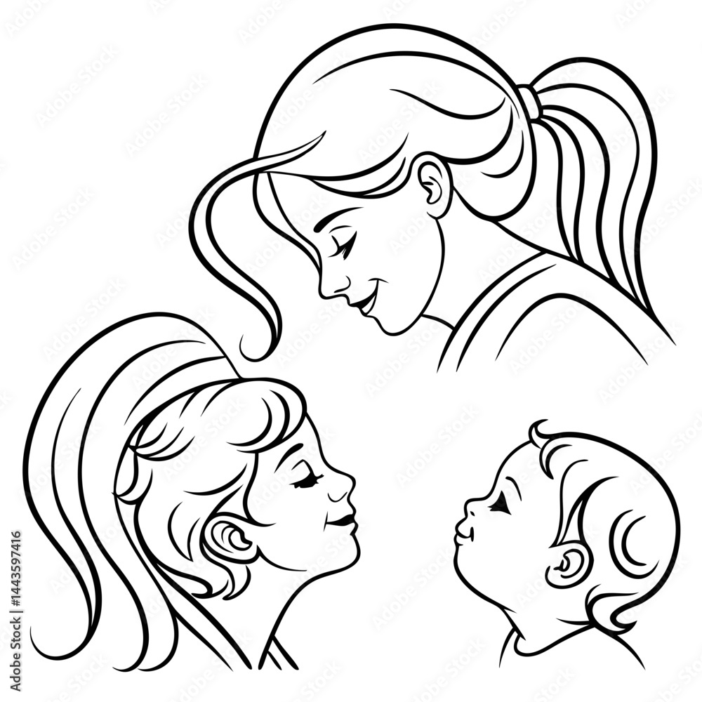 Minimalist Vector Set of Mother and Child Illustrations — Tender Moments in Modern Line Art on Transparent Background Minimalist Vector Set of Mother and Child Illustrations — Tender Moments in Modern Line Art on Transparent Background