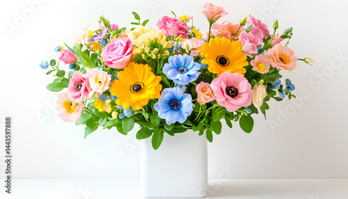 Wallpaper Mural The floral arrangement is a vibrant watercolor piece with orange, teal, and purple flowers Torontodigital.ca